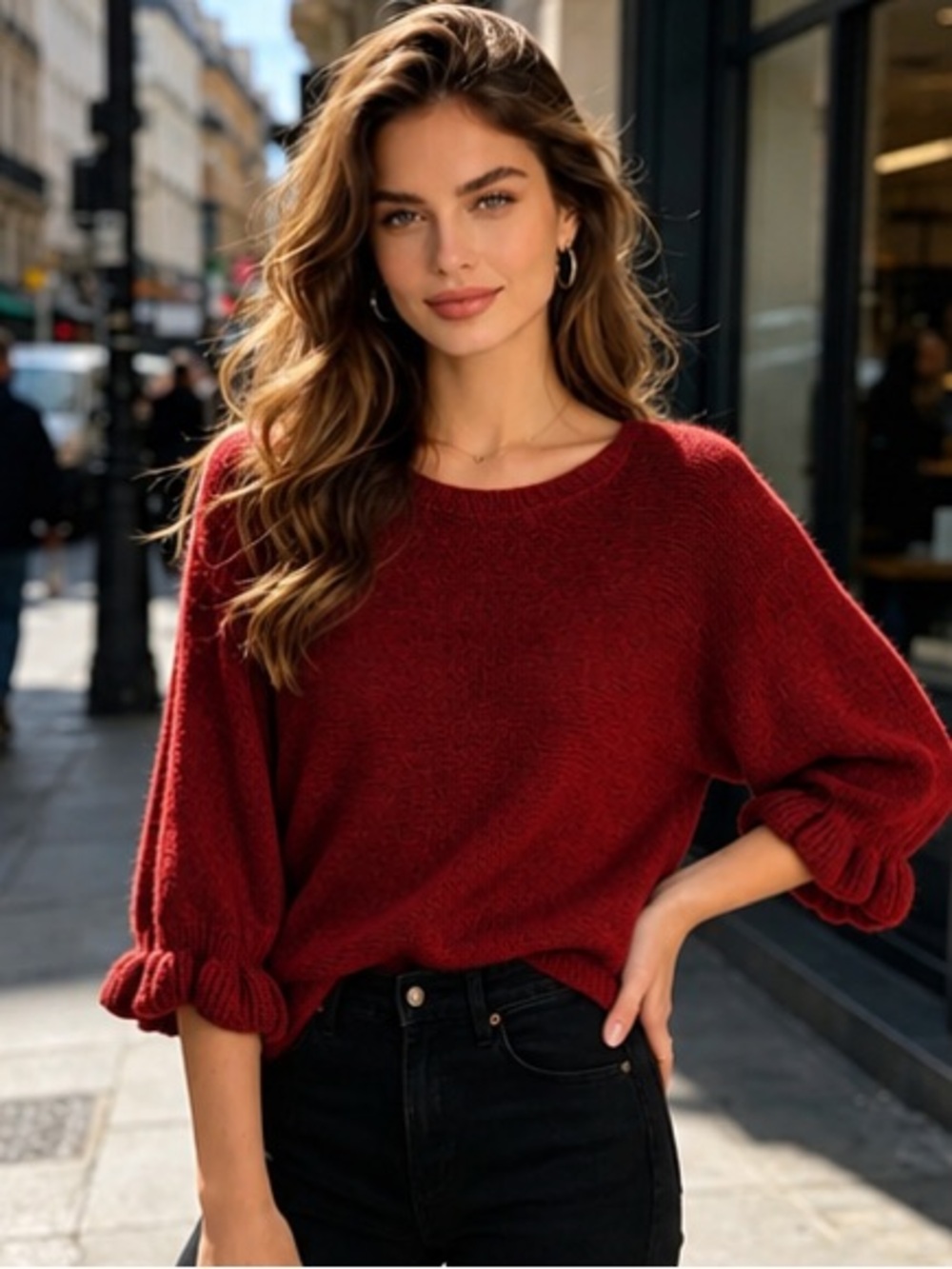 Soft Knit Balloon-Sleeve Sweater Made in Italy 🇮🇹